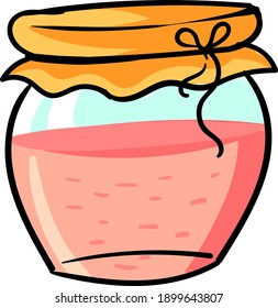 Caramel jam jar, illustration, vector on a white background.