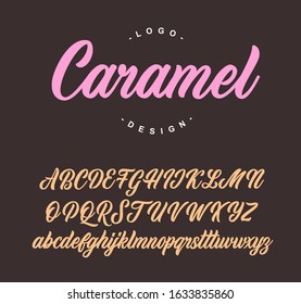 Caramel lettering script. Vector alphabet.