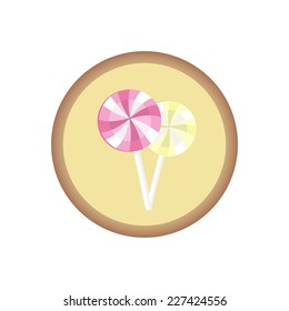 caramel lollipop vector round flat icon
