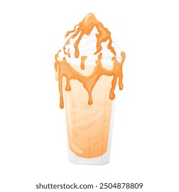 Caramel Macchiato. Сup of iced caramel coffee. Cappuccino. Latte.Vector illustration EPS 10
