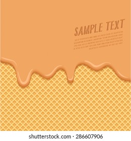 Caramel Melted on Wafer Background : Vector Illustration
