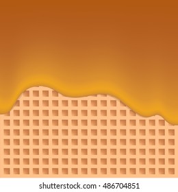 Caramel  Melted on Wafer Background : Vector Illustration