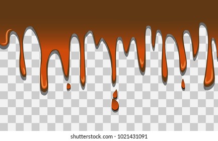 Caramel Melted Waffle Transparent Background. Dripping Caramel. Background For Placards, Banners, Presentations, Reports, Card And Wallpaper. Easy Change Colors Background.Vector Illustration.Eps 10