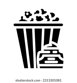 caramel popcorn food glyph icon vector. caramel popcorn food sign. isolated symbol illustration