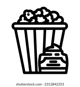 caramel popcorn food line icon vector. caramel popcorn food sign. isolated contour symbol black illustration