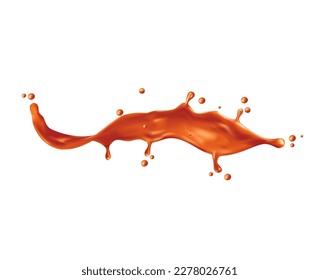 Caramel sauce wave flow splash, toffee or chocolate cream drips, vector realistic 3D. Sweet caramel sauce or candy syrup and fudge butter butter long wave swirl, brown sugar cream splashing flow