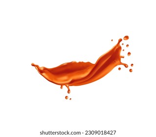 Caramel sauce wave swirl splash. Toffee cream or sauce, melded sugar dessert or honey realistic vector splatters frozen motion. Caramel isolated 3d jet drip, whirl or splash droplets