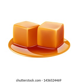 Caramel Sause Toffee On A White Background. Vector