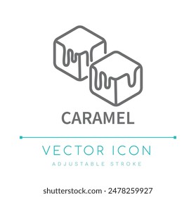 Caramel Scent Line Icon, Food Flavor Symbol, Candle and Soap Fragrance Vector Symbol, Cosmetics Perfume Ingredient Logo Label