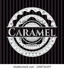 Caramel silver badge. Vector Illustration. Mosaic.