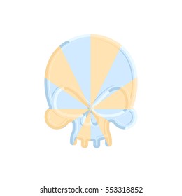 Caramel skull. Sweet skeleton head. Halloween Scary candy 
