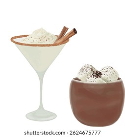 Caramel Snickerdoodle Martini, Crockpot Red Wine Hot Cocoa, vector, watercolor, printable illustration, party drinks, bar cocktails, cocktail set, for menu