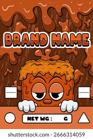 Caramel Strain Cartoon with Slime Background. Design For Logo, Label, Cover and Packaging Product.