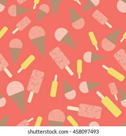 Caramel and strawberry icecream seamless pattern