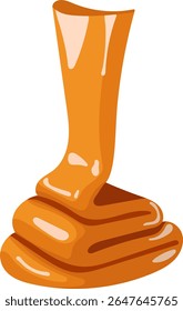Ilustração de gotejamento de xarope de caramelo isolado no fundo branco