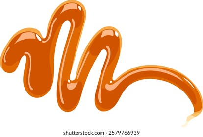 Caramel Syrup Drizzle Illustration Isolated on White Background