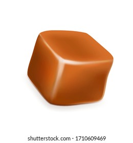 Caramel Toffee Candy Delicious Sugary Cube Vector. Smooth Pastry Toffee Golden Butterscotch Dessert. Homemade Condensed Nutrition Recipe. Culinary Tasty Chewy Snack Layout Realistic 3d Illustration