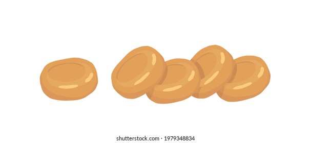 Caramel. Toffee. Lollipops. Outline vector illustration on a white background.