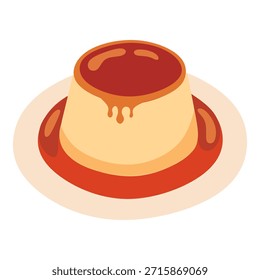 Crème Caramel Vetor. Sobremesa de caramelo clássico. Perfeito para menus de sobremesa, marca de padaria, embalagem de alimentos, blogs culinários, cartazes, conteúdo de mídia social e projetos de design com temas doces