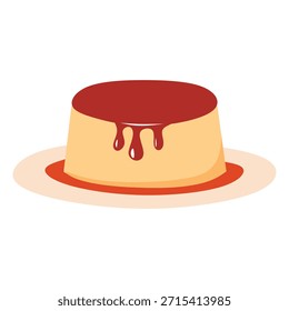 Crème Caramel Vetor. Ilustração de vetor de creme de caramelo. Perfeito para menus de sobremesa, marca de padaria, embalagem de alimentos, blogs culinários, cartazes, conteúdo de mídia social e projetos de design com temas doces