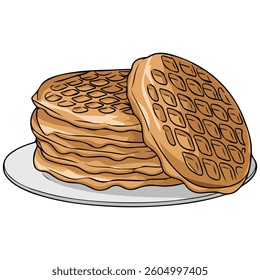 Caramel waffles icon isolated vector illustration on white background