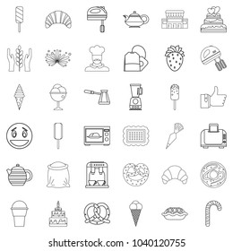 Caramelize icons set. Outline set of 36 caramelize vector icons for web isolated on white background