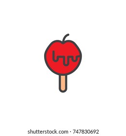 Caramelized apple filled outline icon, line vector sign, linear colorful pictogram isolated on white. Candy snack symbol, logo illustration. Pixel perfect vector graphics