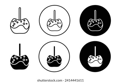 caramelized apple flat line icon set. caramelized apple Thin line illustration vector