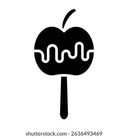Caramelized apple icon Flat outline fill black and white