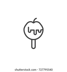 Caramelized apple line icon, outline vector sign, linear style pictogram isolated on white. Symbol, logo illustration. Editable stroke