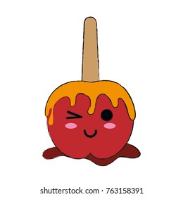 caramelized apple on stick cute kawaii cartoon