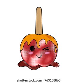 caramelized apple on stick cute kawaii cartoon