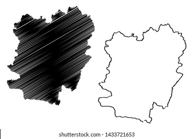 Caras-Severin County (Administrative divisions of Romania, Vest development region) map vector illustration, scribble sketch Caras-Severin map