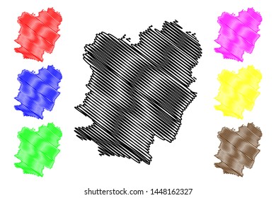 Caras-Severin County (Administrative divisions of Romania, Vest development region) map vector illustration, scribble sketch Caras-Severin map