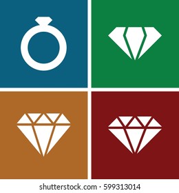 carat icons set. Set of 4 carat filled icons such as gem