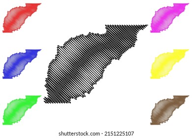 Carauari municipality (Amazonas state, Municipalities of Brazil, Federative Republic of Brazil) map vector illustration, scribble sketch Carauari map