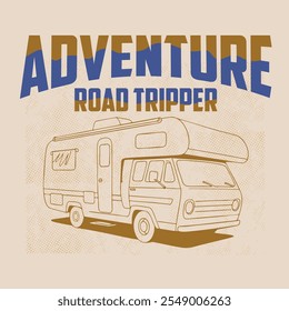 .caravan in ADVENTURE ROAD TRIPPER vector with typography design