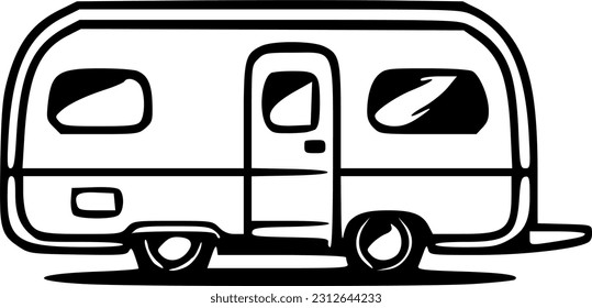 Dibujo vectorial de contornos negros de caravana