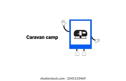 caravan camp sign graphic vector illustration with cartoon characters. Graphic design is suitable for children's education, story books, or traffic safety materials. vector illustration