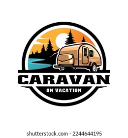 caravan camper trailer illustration logo vector