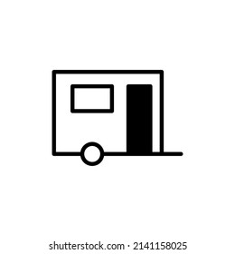 Caravan, Camper, Travel Solid Line Icon Vector Illustration Logo Template. Suitable For Many Purposes.