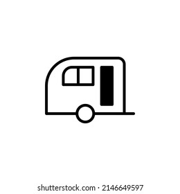 Caravan, Camper, Travel Solid Line Icon Vector Illustration Logo Template. Suitable For Many Purposes.