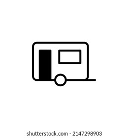 Caravan, Camper, Travel Solid Line Icon Vector Illustration Logo Template. Suitable For Many Purposes.