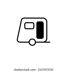 Caravan, Camper, Travel Solid Line Icon Vector Illustration Logo Template. Suitable For Many Purposes.