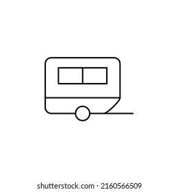 Caravan, Camper, Travel Thin Line Icon Vector Illustration Logo Template. Suitable For Many Purposes.