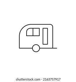 Caravan, Camper, Travel Thin Line Icon Vector Illustration Logo Template. Suitable For Many Purposes.