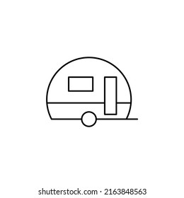 Caravan, Camper, Travel Thin Line Icon Vector Illustration Logo Template. Suitable For Many Purposes.