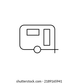 Caravan, Camper, Travel Thin Line Icon Vector Illustration Logo Template. Suitable For Many Purposes.