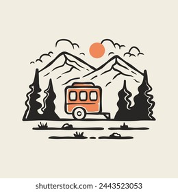 Caravan camping adventure vector illustration design for prints.