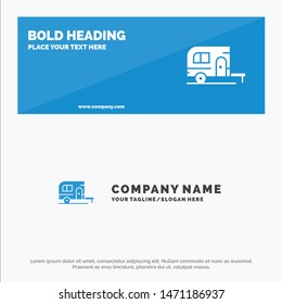 Caravan, Camping, Camp, Travel SOlid Icon Website Banner and Business Logo Template. Vector Icon Template background